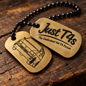 Just T4s Heritage brass metal tag lifestyle mockup