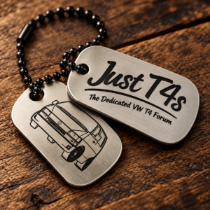 Just T4s Heritage silver metal tag lifestyle mockup