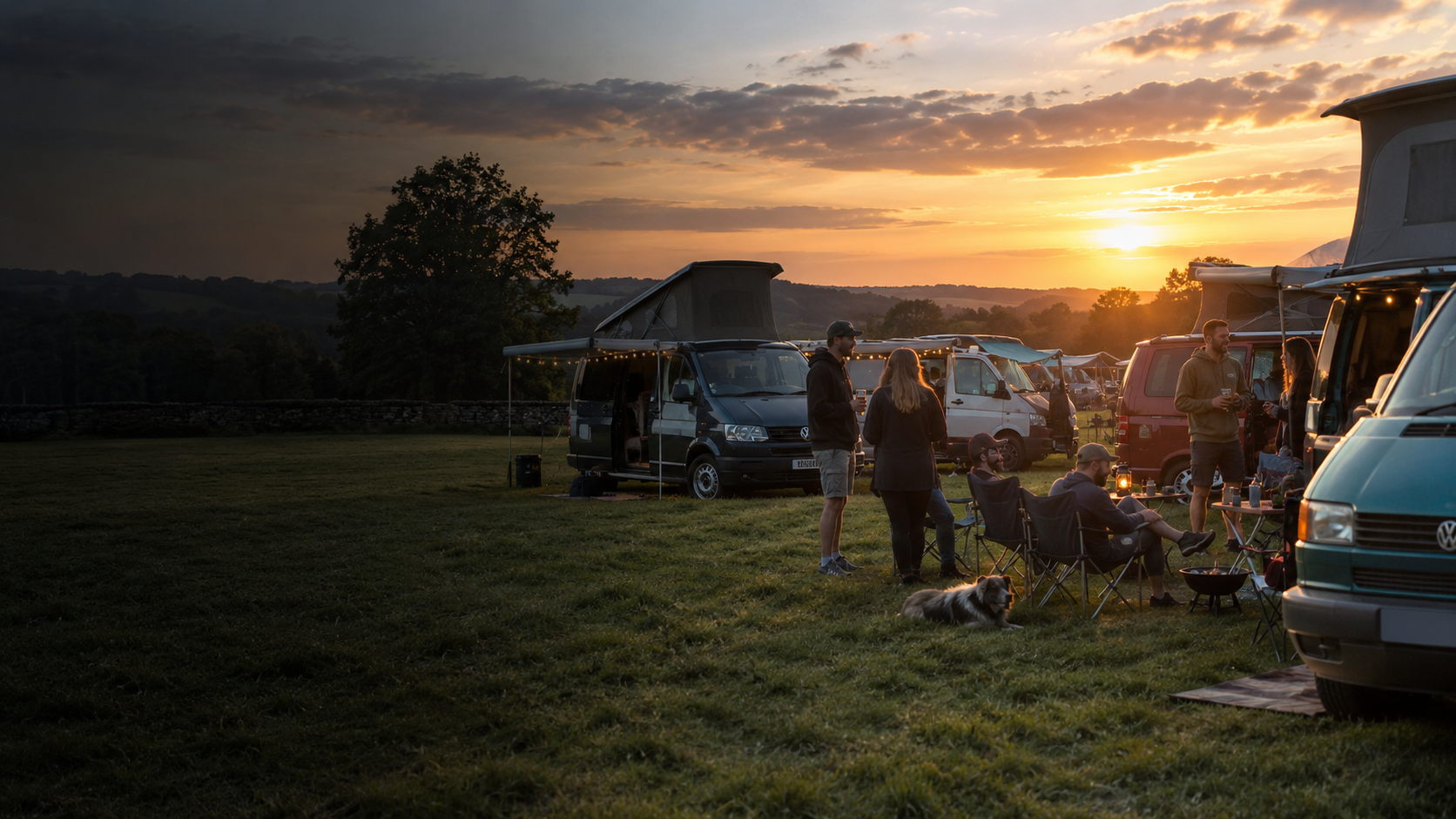 Volkswagen T4 campervan on a campsite pitch