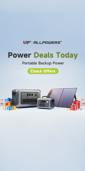 ALLPOWERS official tall 300 by 600 promotional banner for portable power and solar