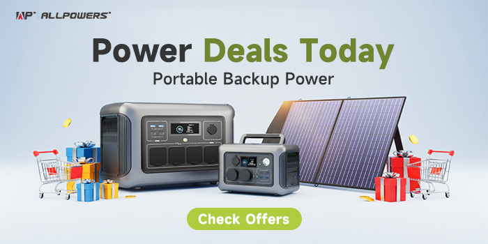 Official ALLPOWERS promotional creative showing portable power and solar products